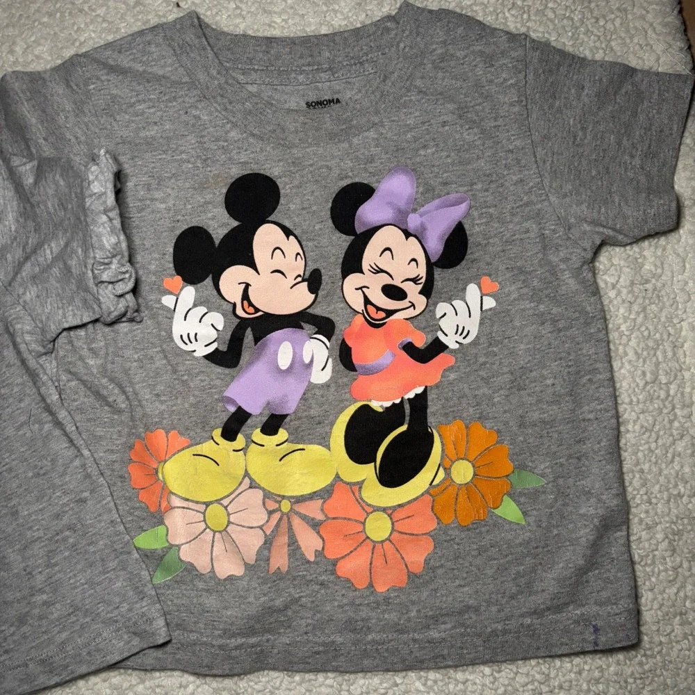 Gap Kids & Sonoma Mickey Minnie Mouse Graphic T-Shirt Bundle Gray 2T